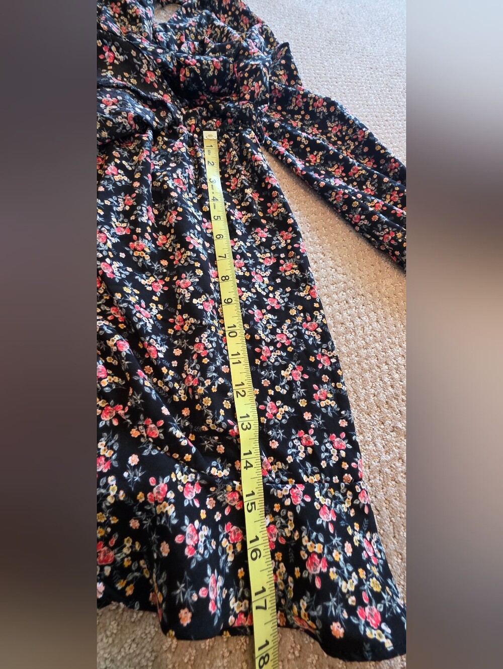 Purple Snow Black Mini Dress with Pink and Cream Floral Print - Picture 4 of 8